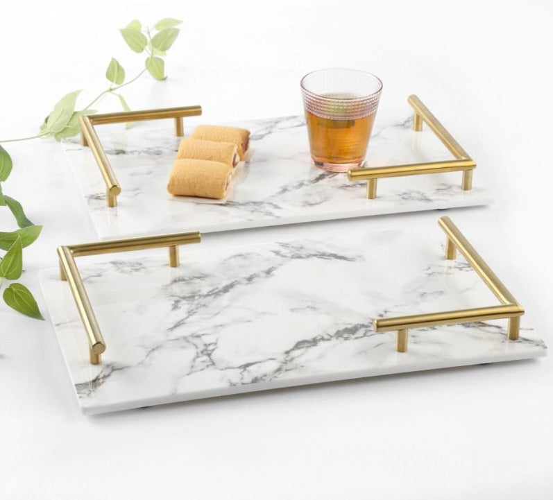 Melamine tray - marble look 40 x 25 cm