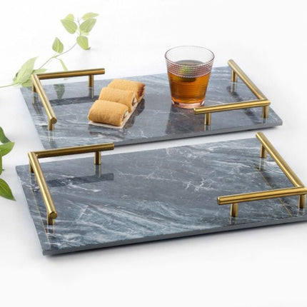 Melamin-Tablett – Servierplatte Marmoroptik 40x25cm