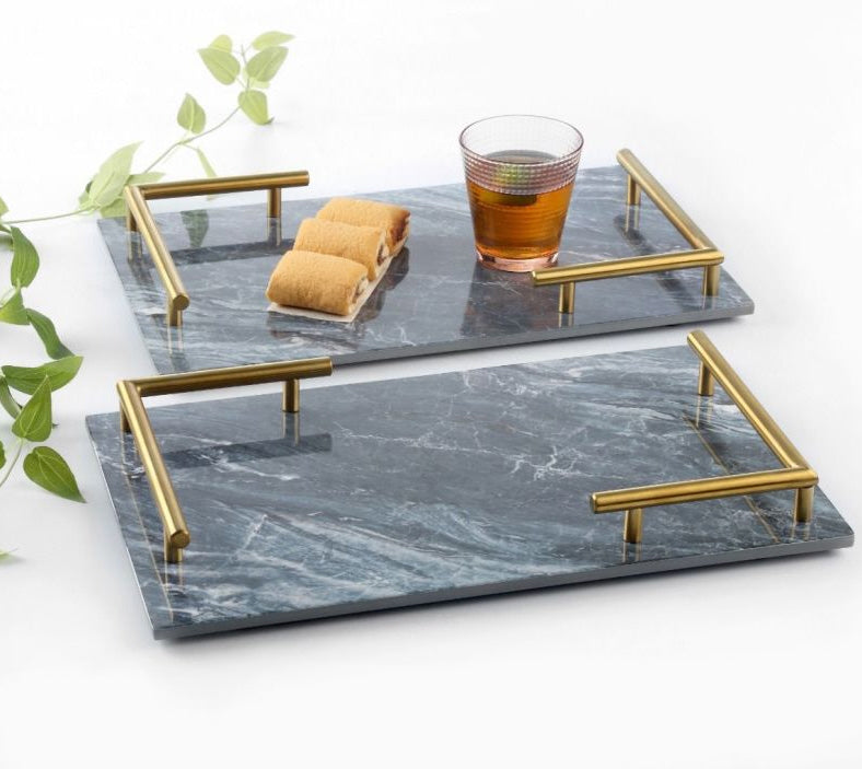 Melamine tray - marble look 40 x 25 cm