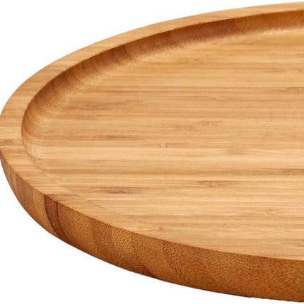 Flaches Servierbrett aus Bambus, rund, 25 cm