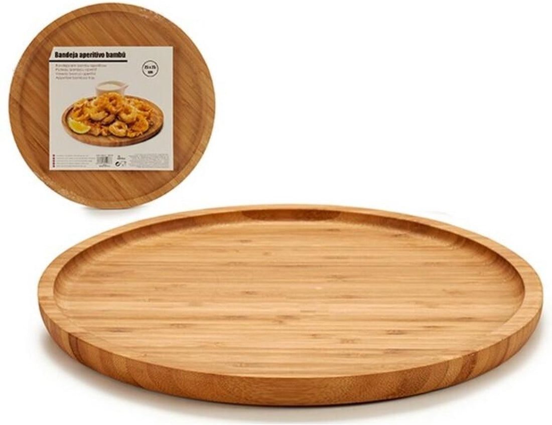 Planche de service plate en bambou ronde 25 cm