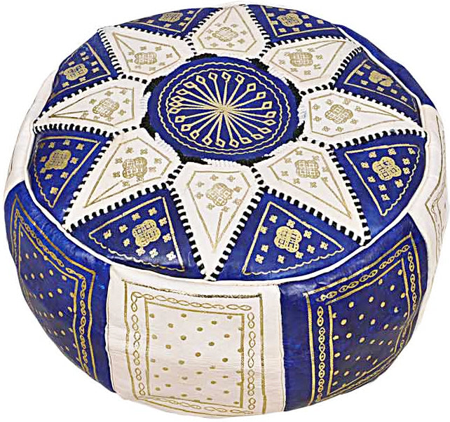 Pouffe dark blue/white