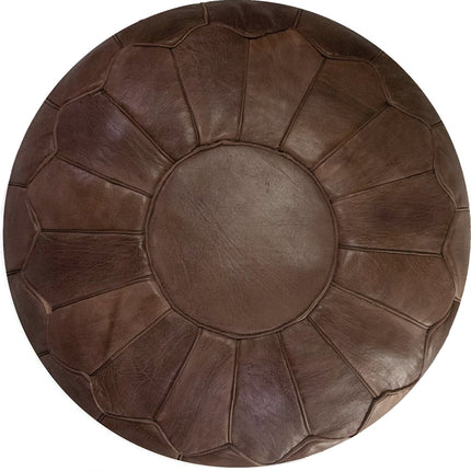 Marokkaanse Natuurlijk Leren poef -  Chocolade bruin