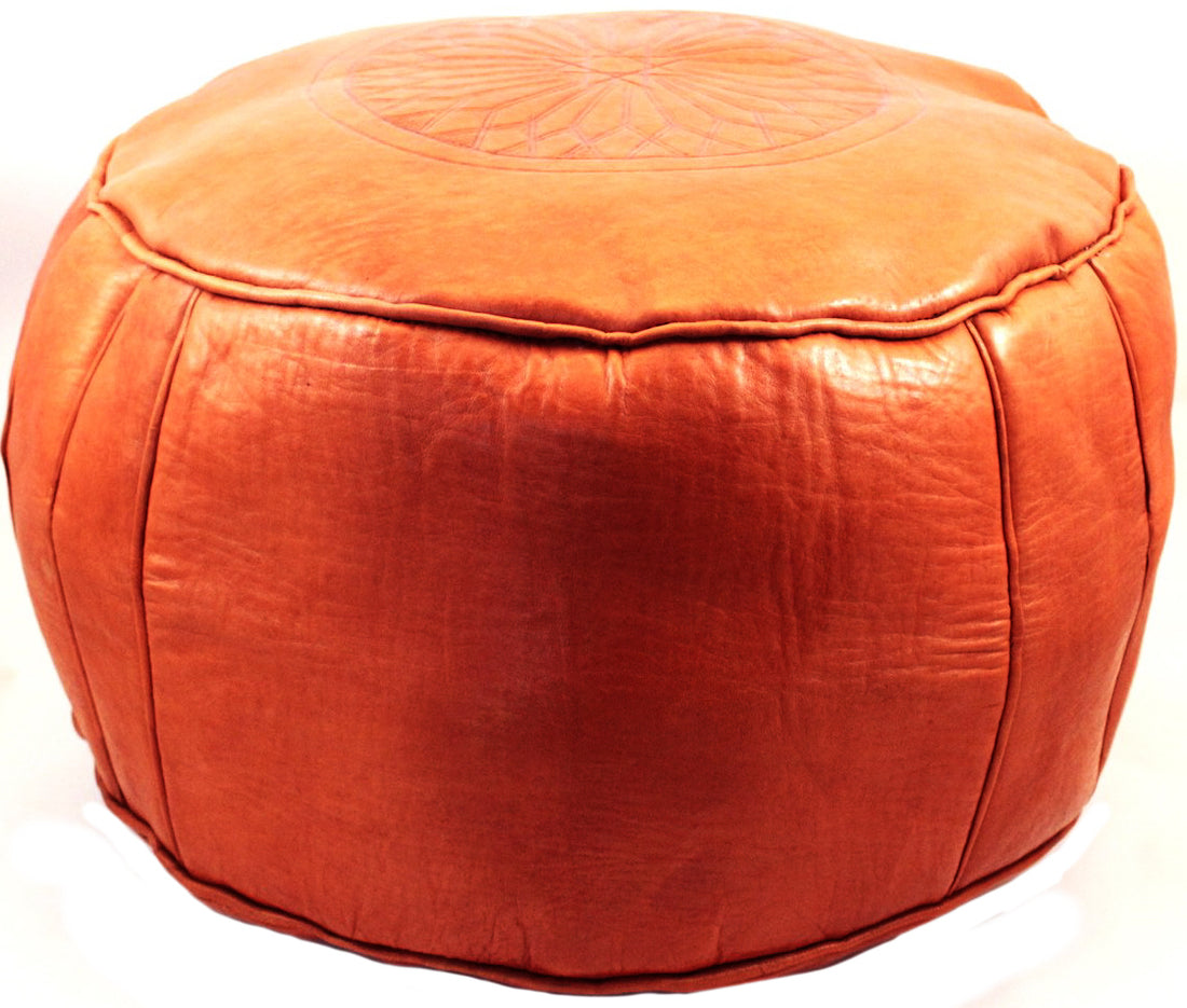 Moroccan Pouf Dark Orange Ø 50 Cm