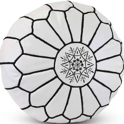 Marokkanischer Pouf weiß mit schwarz