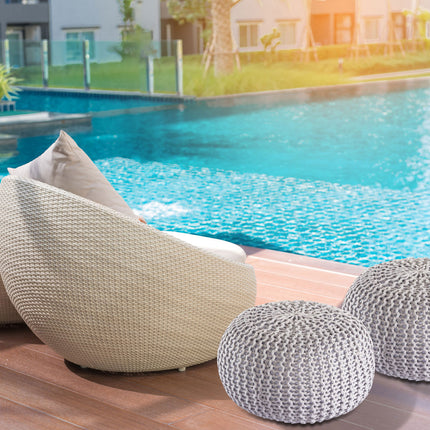 Pouf für drinnen und draußen - gestrickt - Ø 45 cm