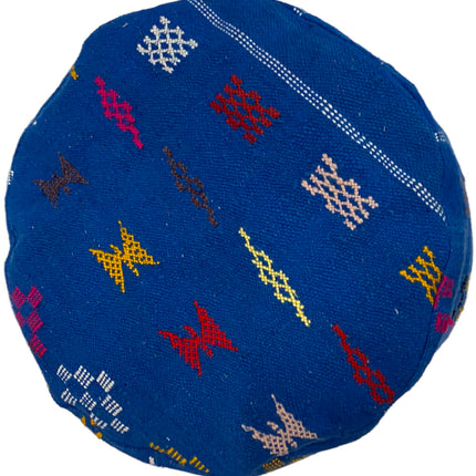 Marokkanischer Kelim Berber Pouf Vintage Blau