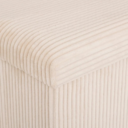 Hocker / Pouf Essestial Ribcord - faltbar - weiß - MDF/Polyester - 38 x 38 cm - mit Stauraum - zusätzliche Sitzgelegenheit