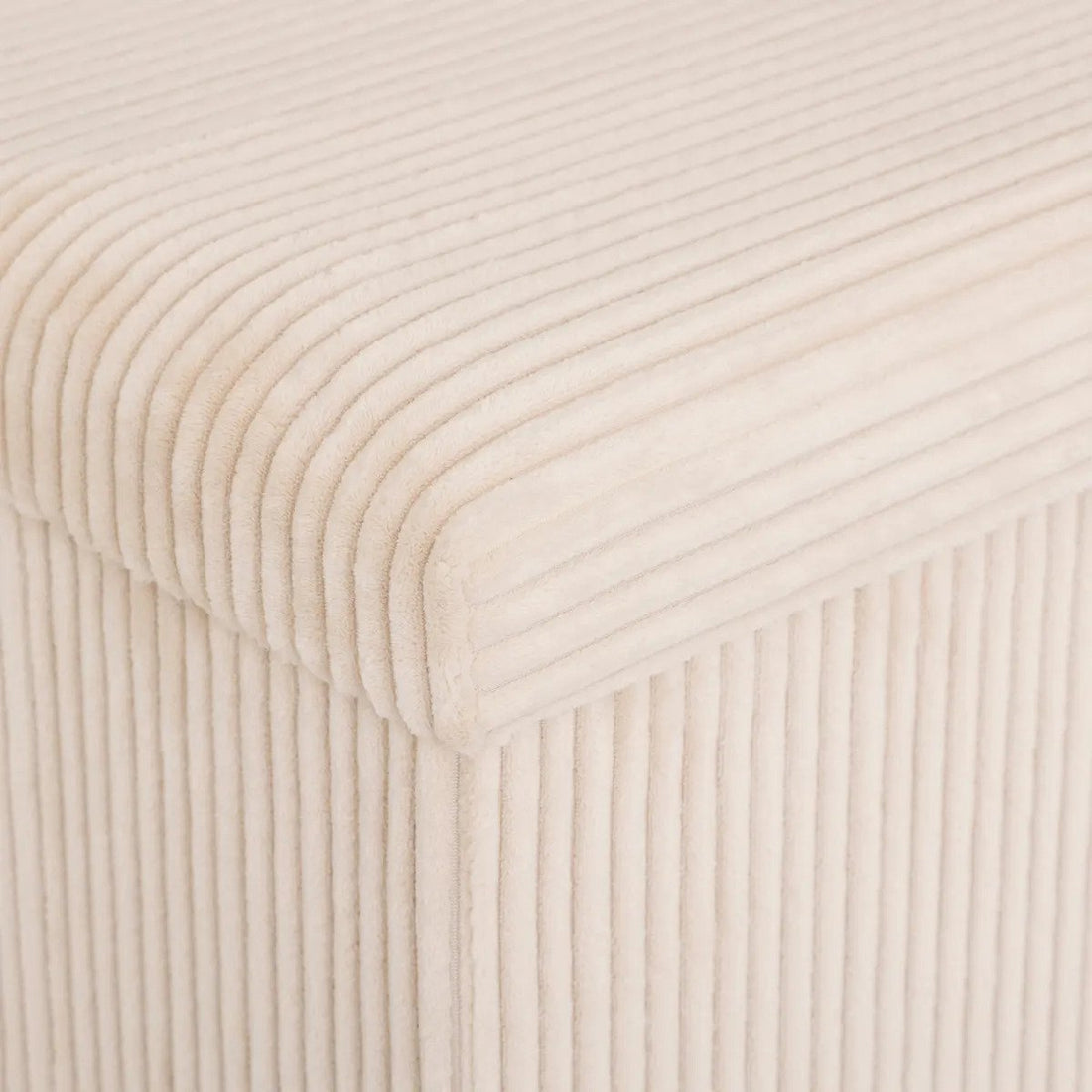 Essential Ribcord Ottoman / Pouffe - foldable - white - MDF/polyester - 38 x 38 cm - with storage - extra seating
