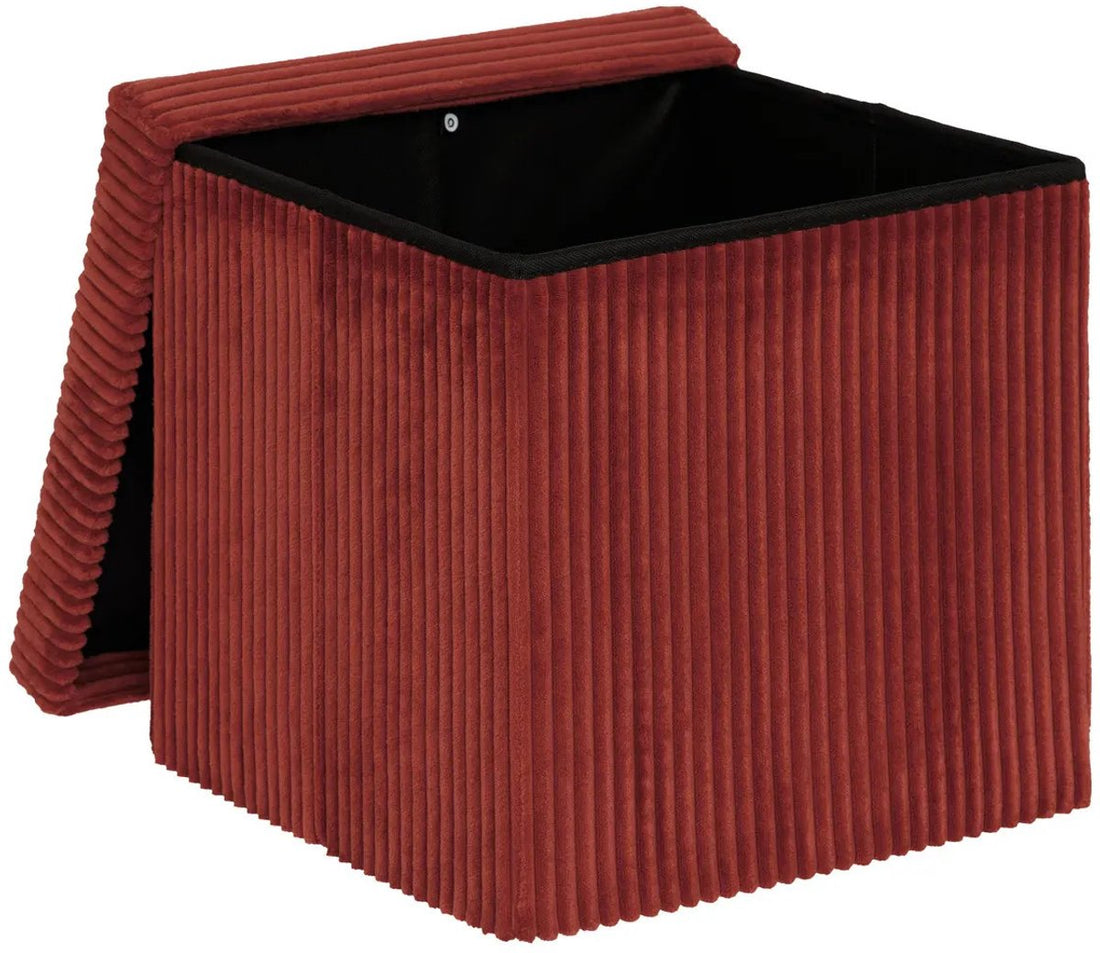 Atmosphera hocker Essestial Ribcord – opvouwbare poef, donkerrood, 38 cm – foto 2