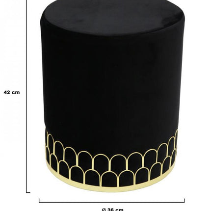 Poef velvet black gold