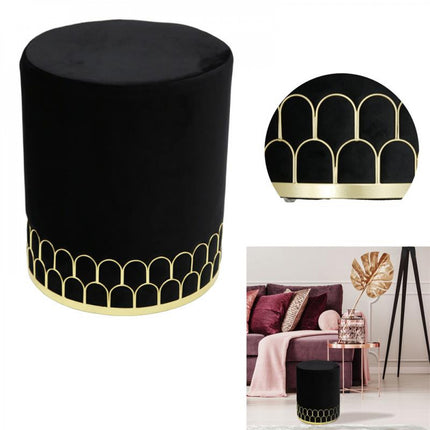 Poef velvet black gold