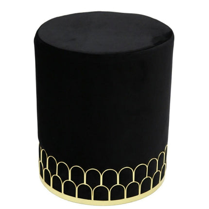 Poef velvet black gold