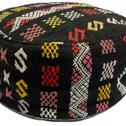 Marokkanischer Kelim-Pouf schwarz