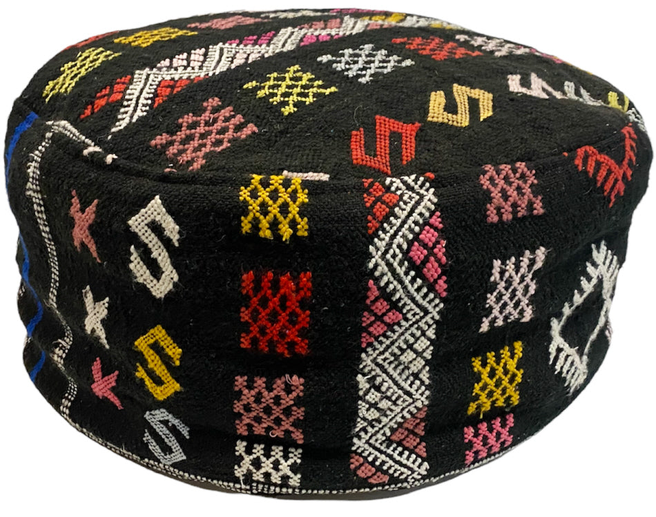 Moroccan kilim pouf black