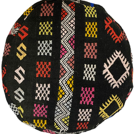 Marokkanischer Kelim-Pouf schwarz