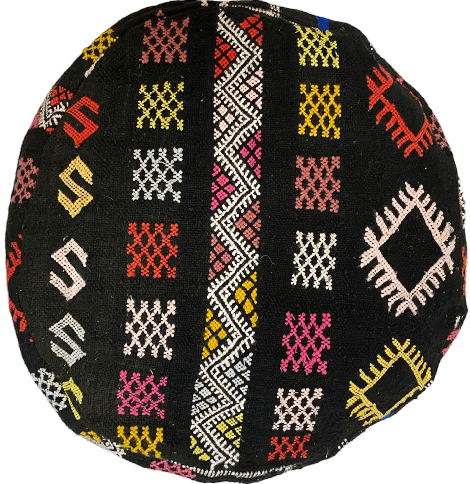 Moroccan kilim pouf black