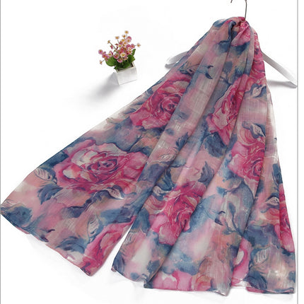 Printsjaal blau/rosé