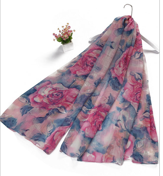Printed scarf blue/rosé