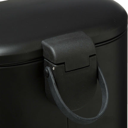 Mülleimer/Tretmülleimer schwarz Edelstahl Metall 6 Liter - 15x24x30 cm