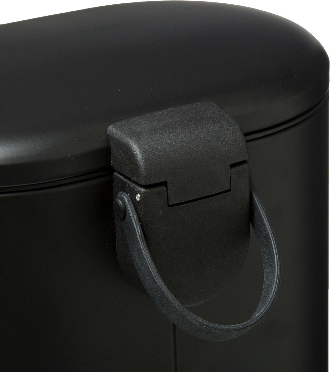 Poubelle/poubelle à pédale noire en acier inoxydable 6 litres - 15x24x30 cm