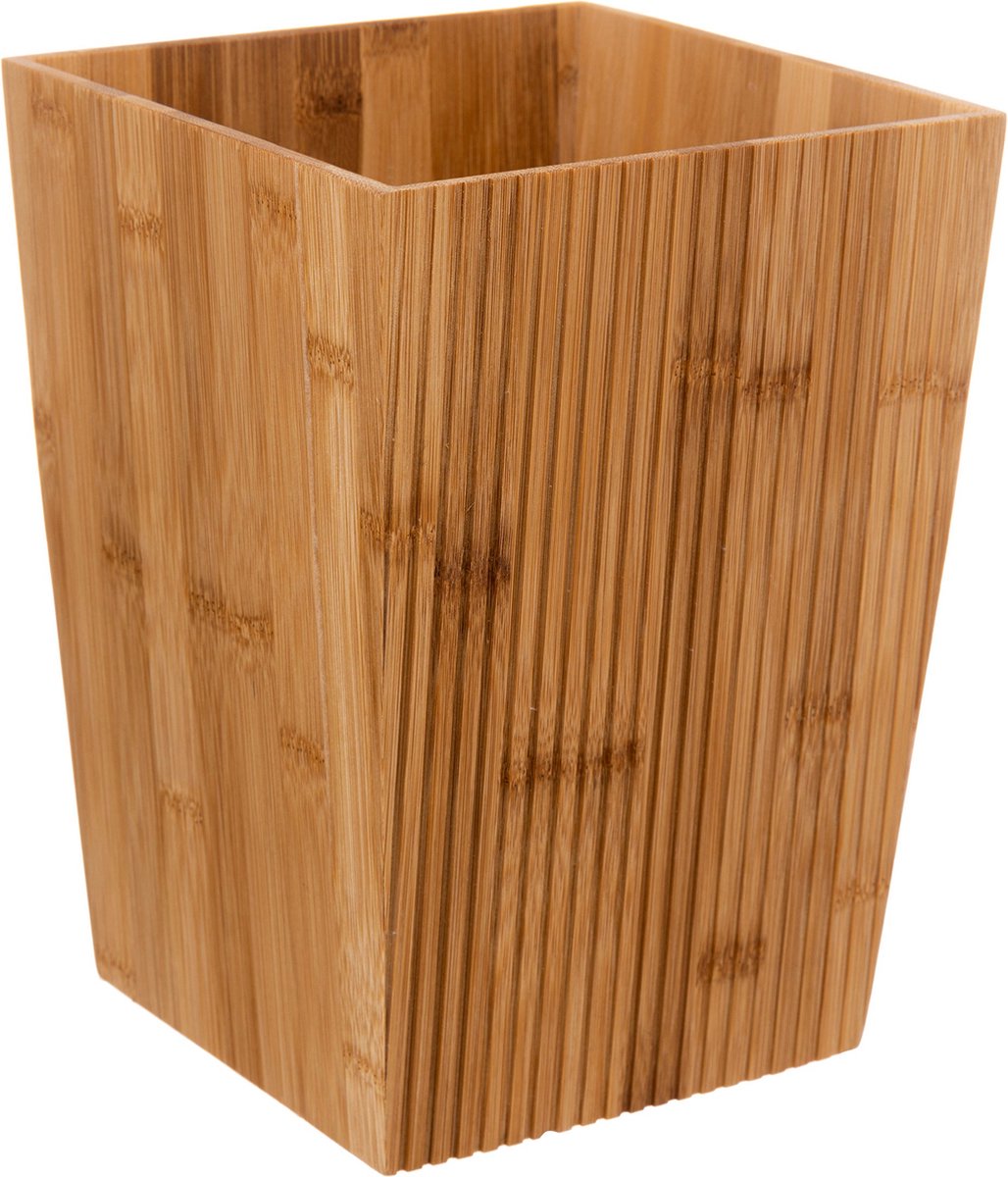 5Five prullenbak van bamboe met deksel – 6 liter, voor de badkamer