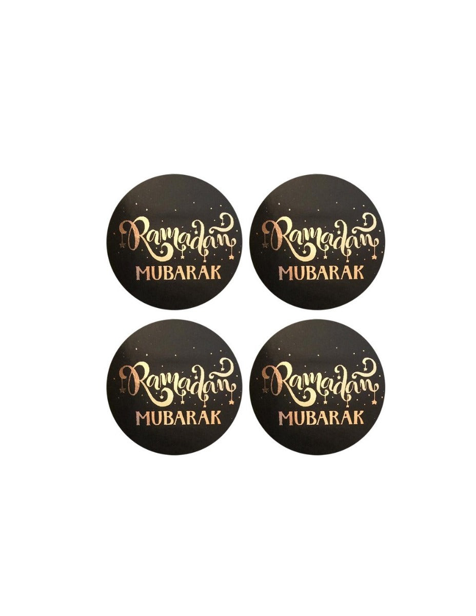 Ramadan Mubarak Stickers Foil Print - Black with Gold