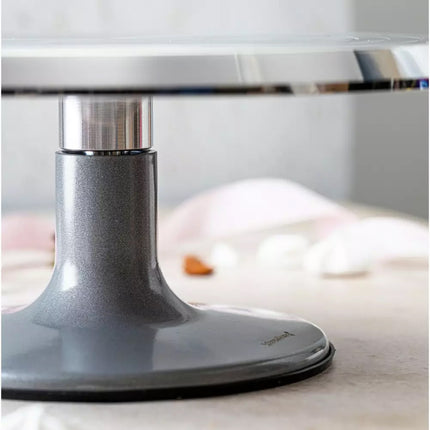 Luxe Taartplateau – Draaibaar Taartplateau - Cake Stand – Ø30 cm – Geborsteld RVS