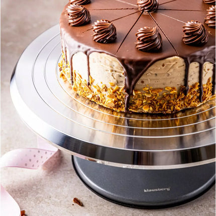 Luxe Taartplateau – Draaibaar Taartplateau - Cake Stand – Ø30 cm – Geborsteld RVS