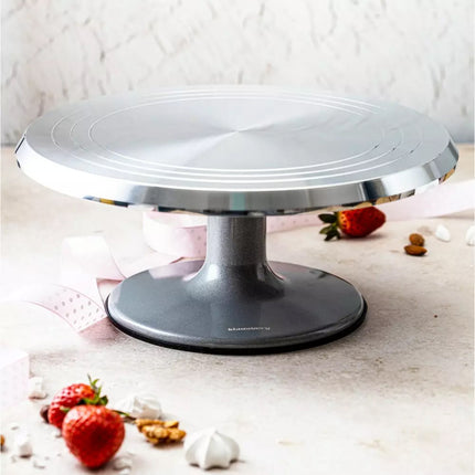 Luxe Taartplateau – Draaibaar Taartplateau - Cake Stand – Ø30 cm – Geborsteld RVS