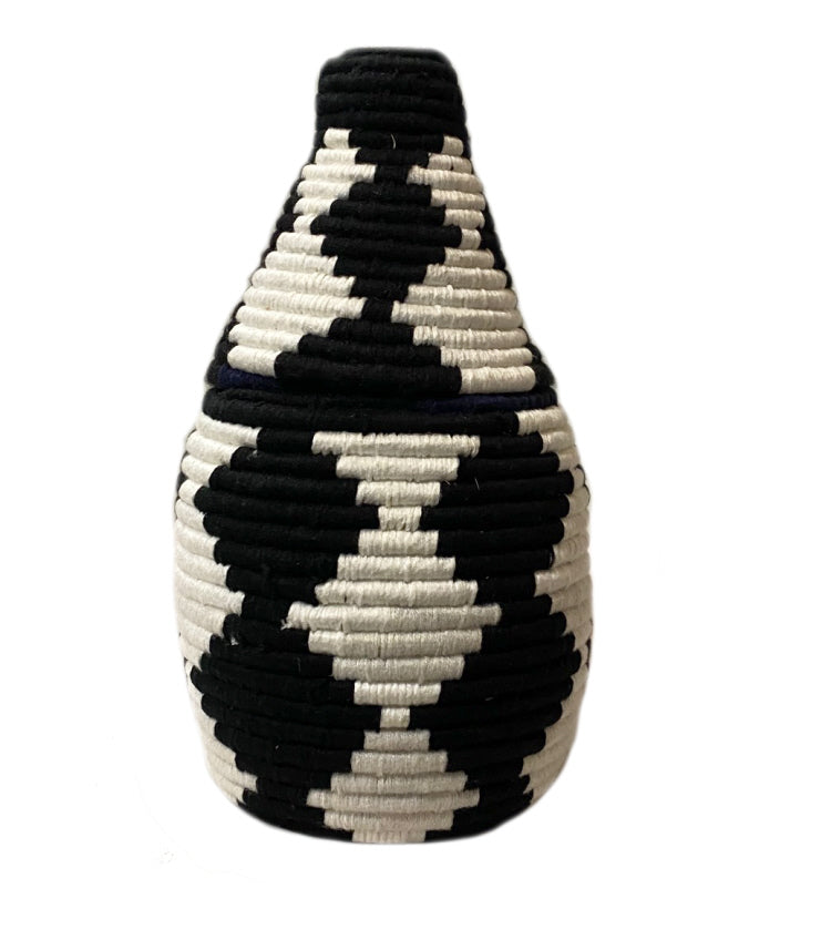 Wool Berber basket black white