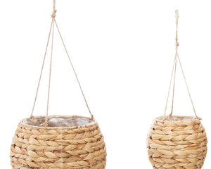 Atmosphera hangende rieten manden – waterhyacint, set van 2, naturel beige