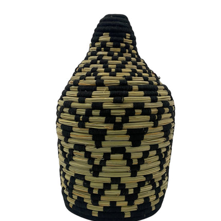 Raffia mand zwart versierd
