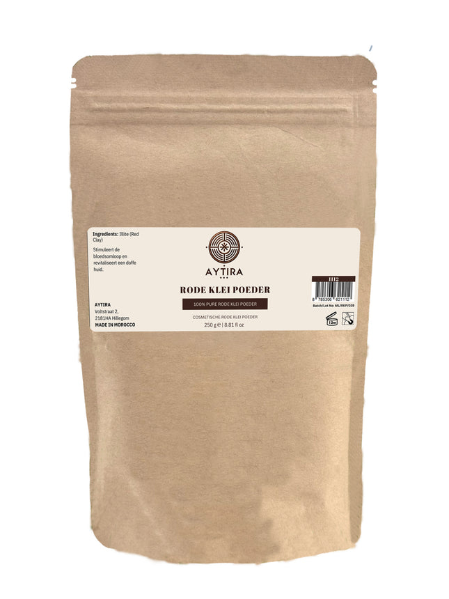 Aytira Rotes Tonpulver – 100 % Natürlicher Illit-Ton – Für Gesicht und Körper – Revitalisierende Maske – 250 g