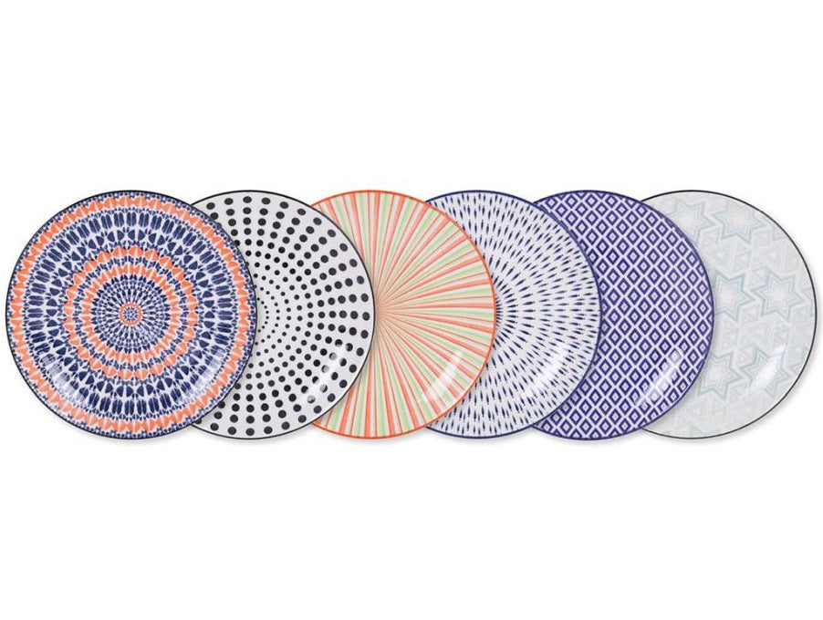 Porcelain-colored plates, 6 pieces
