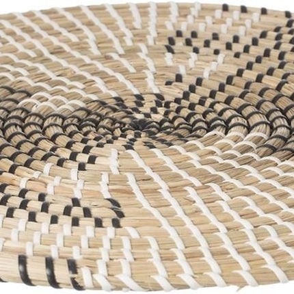 Rundes Tischset Seegras schwarz/weiß - 35 cm - Tischunterlagen
