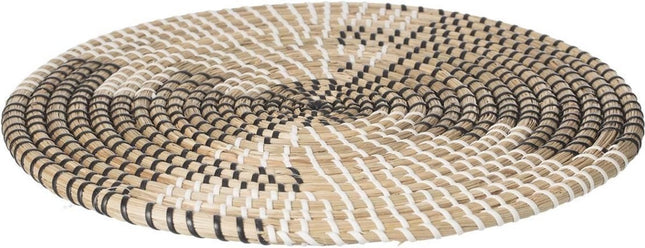 Rundes Tischset Seegras schwarz/weiß - 35 cm - Tischunterlagen