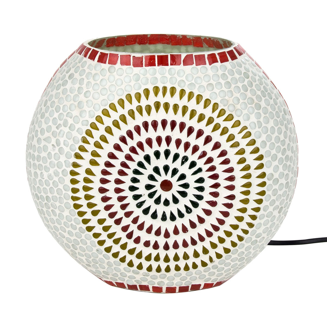 Lampe de table ronde en verre mosaïque Blanc - boule multicolore