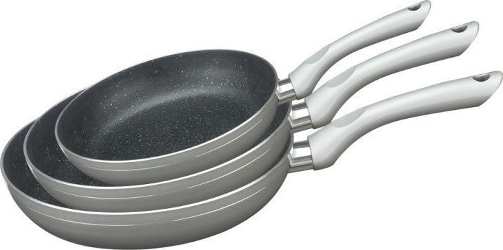 Royalty Line 3-piece marble coating pan set - Silver