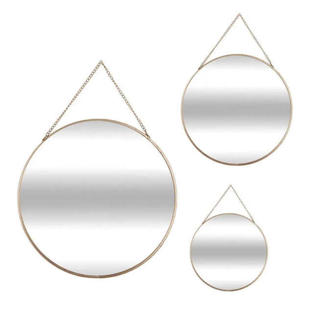 Set van 3 ronde gouden spiegels - Metaal - Goud