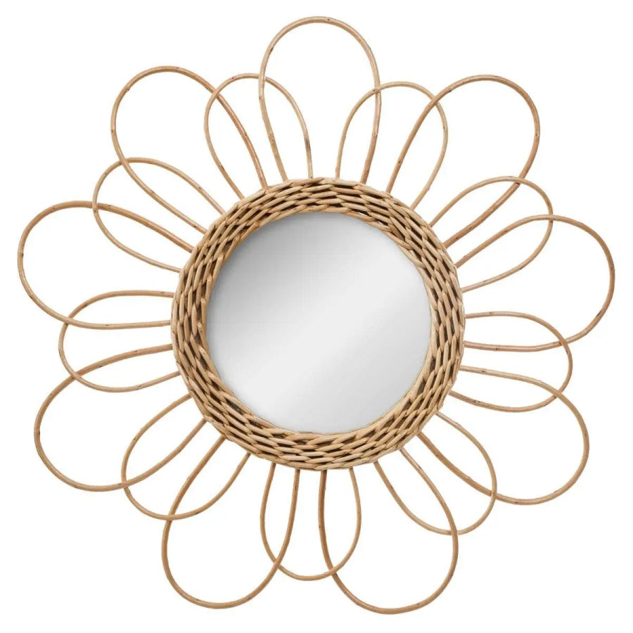 Miroir fleur rotin Ø38 cm