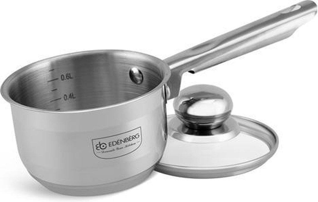 Edënbërg Casserole en acier inoxydable avec couvercle en verre Ø12 cm - 0.6 L - 5 couches