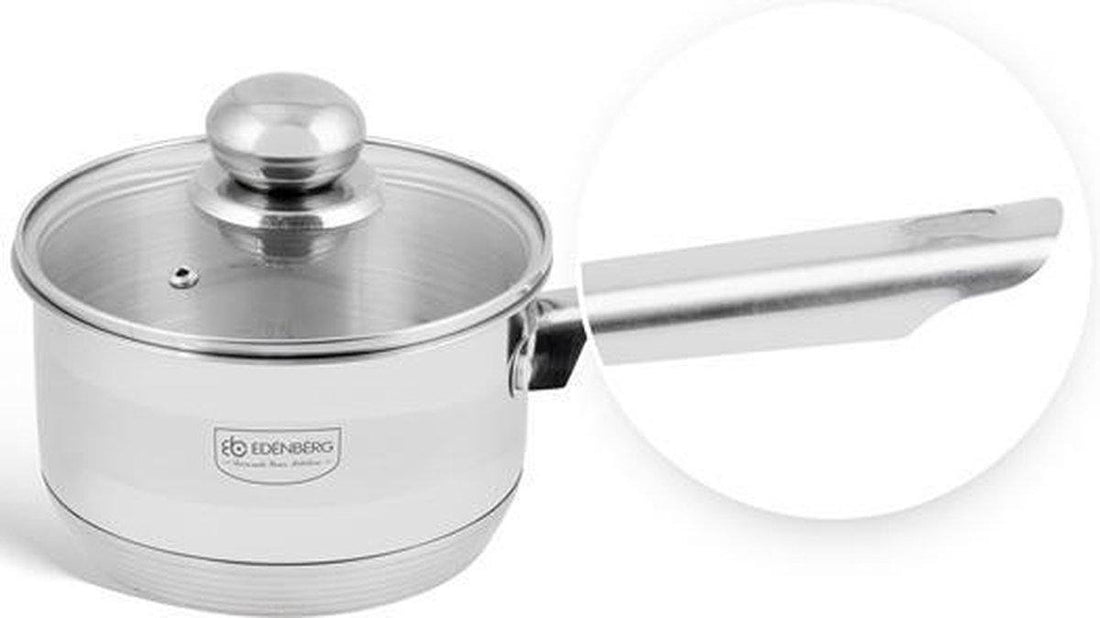 Edënbërg Casserole en acier inoxydable avec couvercle en verre Ø12 cm - 0.6 L - 5 couches