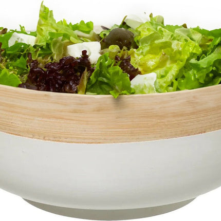 Serveerschaal/saladeschaal - zwart - bamboe - 20 x 8 cm