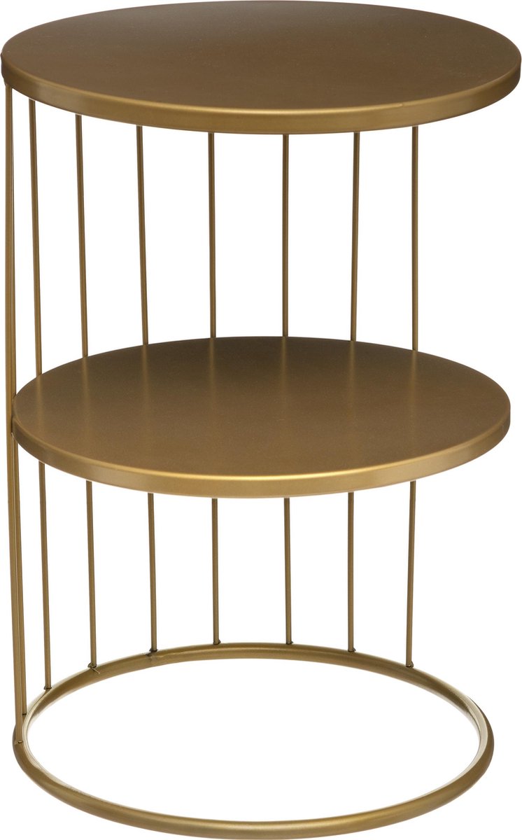 Atmosphera bijzettafel Kobu – ronde salontafel van metaal, zwart of goud