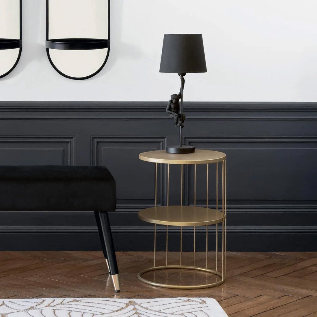 Atmosphera bijzettafel Kobu – ronde salontafel van metaal, zwart of goud – foto 3