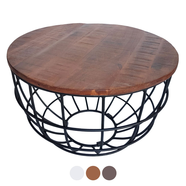 Salontafel Rond | ø 55 cm | Industriele - Metaal - Zwart/Donkerbruin