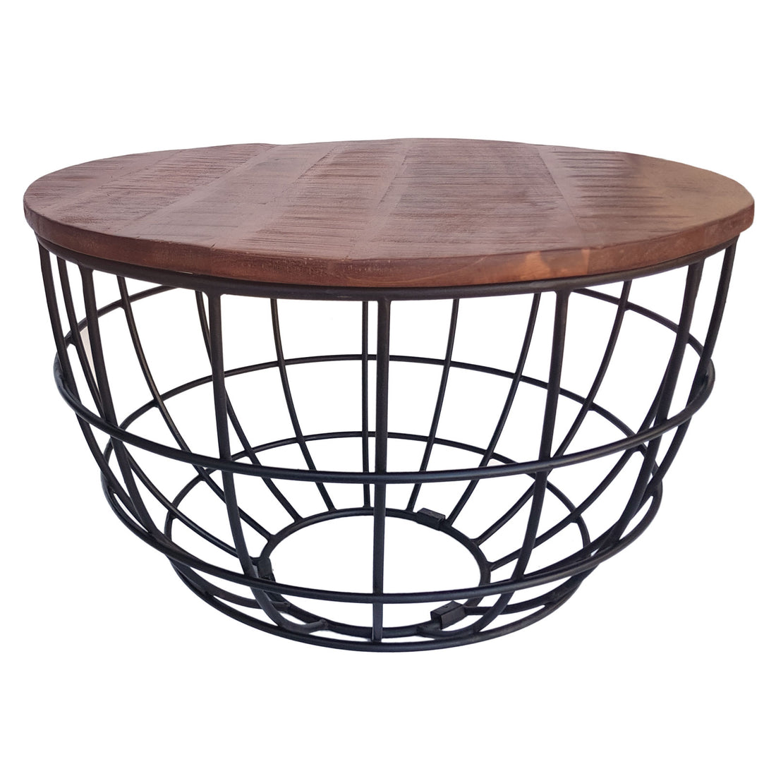 Table basse ronde | ø 55 cm | Industrielle - Métal - Noir/Marron foncé