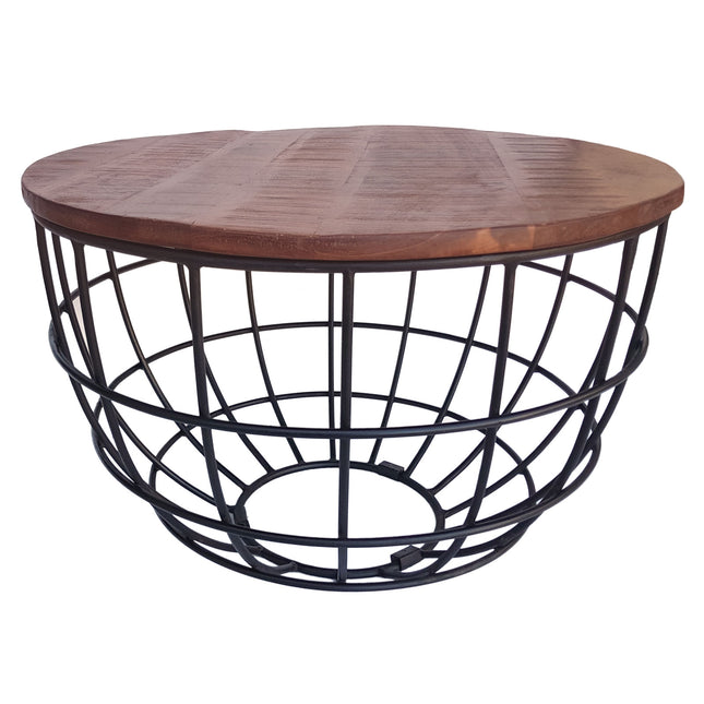 Salontafel Rond | ø 55 cm | Industriele - Metaal - Zwart/Donkerbruin