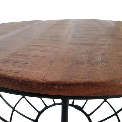 Couchtisch Rund | ø 55 cm | Industriell - Metall - Schwarz/Dunkelbraun